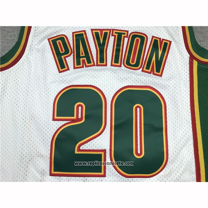 Camiseta Seattle SuperSonics Gary Payton #20 Historic Retro Blanco